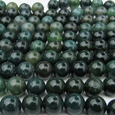 8mm Shiny Natural Green Moss Agate Gemstone Stone Beads, Full Strand