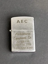 Vintage Zippo Lighter Branded AEC Architectural Equipment Co Liberty NC