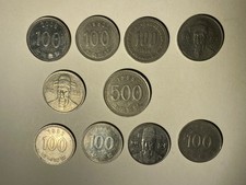 70's 80's 90's South Korea LOT of 10 Collectible coins 1- 500 Won 9- 100 Won