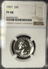 1957 Washington proof silver quarter, NGC PF68.