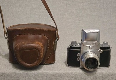 Exa Jhagee Dresden Kamera Vintage DDR mit 2.8/50 Objektiv und Leder Tasche