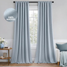 100 Blackout Curtains 96 Inch Long 2 Panels Set for Bedroom, Thick Black Out Cu