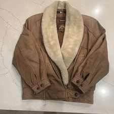 VTG S Wilson's Adventure Bound Suede Leather Faux Fur Trim Coat With Thinsulate