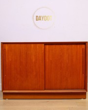 A vintage mid-century Danish teak small sideboard with sliding doors - Teak
