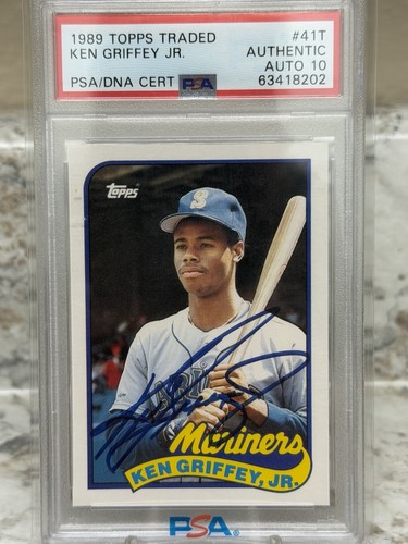 Ken Griffey Jr. 1989 Topps Traded #41T Signed Rookie Baseball Card Auto PSA 10