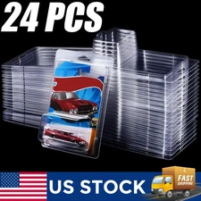 24Pack Clear Protector Case Plastic Display Fit For Hot Wheels & Matchbox Basic