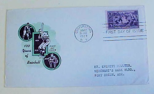US FDC BASEBALL UNLISTED 100R cat.$75.00 CACHETED BUT NO BORDER