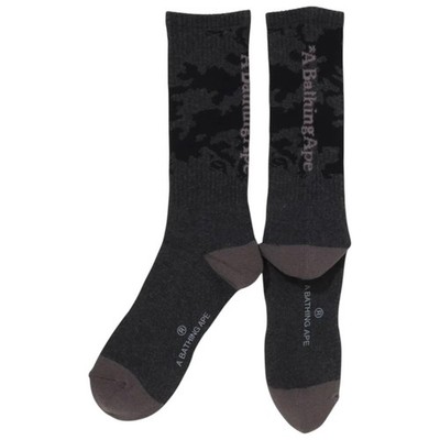 BAPE Woodland Camo Crew Socks Black | A Bathing Ape