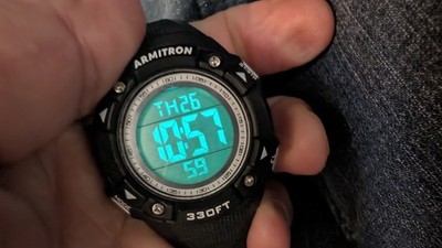 Armitron Pro Sport MD15350 Digital Watch 330FT Black Resin EL Backlight