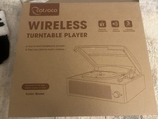 Cotsoco Bluetooth Turntable w/ Built-In Speakers, 3-Speed 33/45/78 Brown