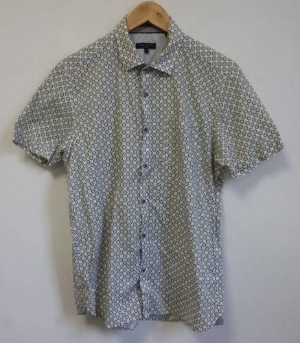 Ted Baker - Short Sleeve - White Patterned Shirt - Men's Size 4 - (Large)