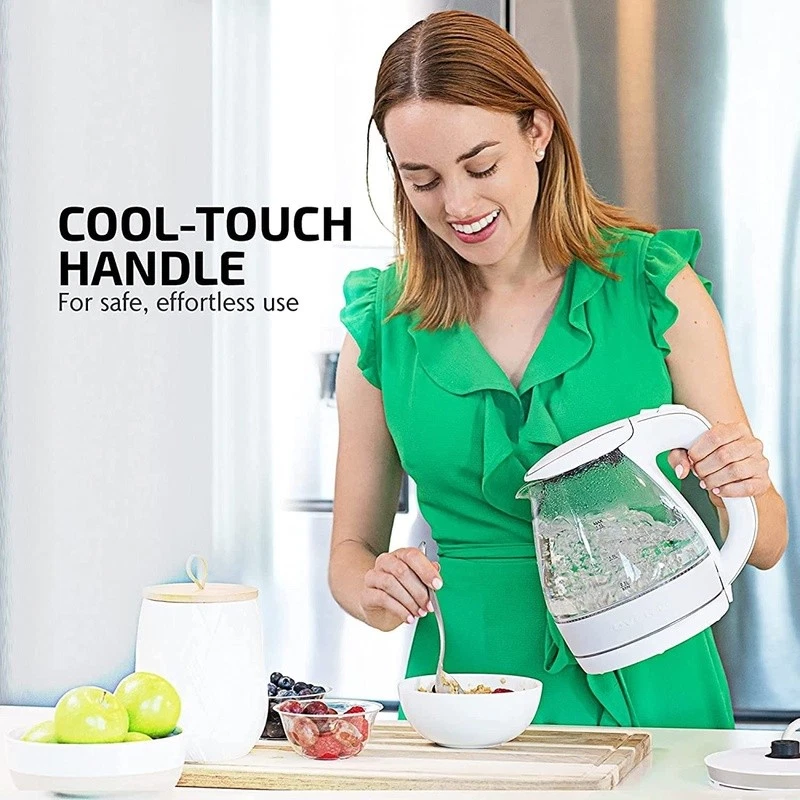 Hervidor Eléctrico 1.5L 1100W Acero Inoxidable Vidrio Apagado Automático Ebullición Rápida Seguro EE. UU. Foto 3 de 4