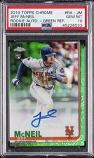 2019 TOPPS CHROME ROOKIE AUTOS GREEN REFRACTOR JEFF MCNEIL #/99 PSA 10 AUTO