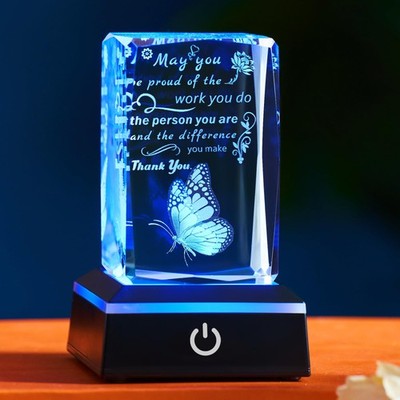 3D Crystal Butterfly Night Light, Thank You for The Gift, May You Feel Proud ...