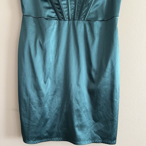 Mini Vestido Windsor Para Mujer Satinado Plisado Cuello en V Noche Fiesta Verde M - Imagen 6 de 16