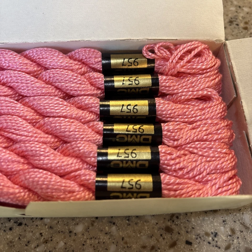 NOS DMC Pearl Cotton (Coton Perle) Size 3 Color 957 PINK 12 skeins - Image 2 of 3