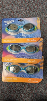 Speedo Junior Amp Mirrored Swim Goggles Ages 6-14 Bolt Blue