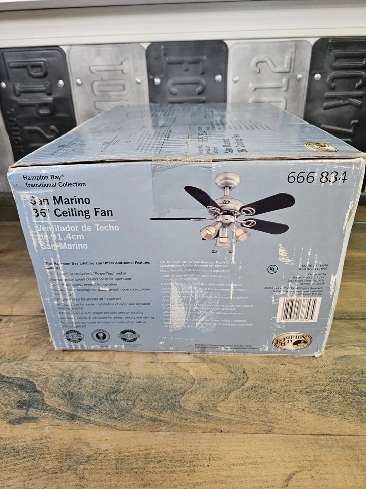 Hampton Bay 36" - 3 Bulb San Marino 5 Blade Ceiling Fan Transitional  Collection - Image 4 of 4