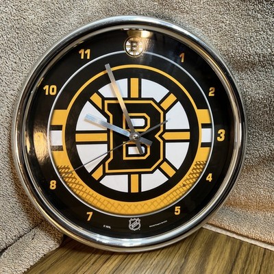 Wincraft Boston Bruins  12'' Logo Chrome Round Wall Clock WORKS 