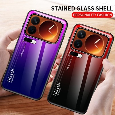 For XiaoMi 17 Pro Max, Luxury Gradient Back Glass Shell Soft Bumper Case Cover