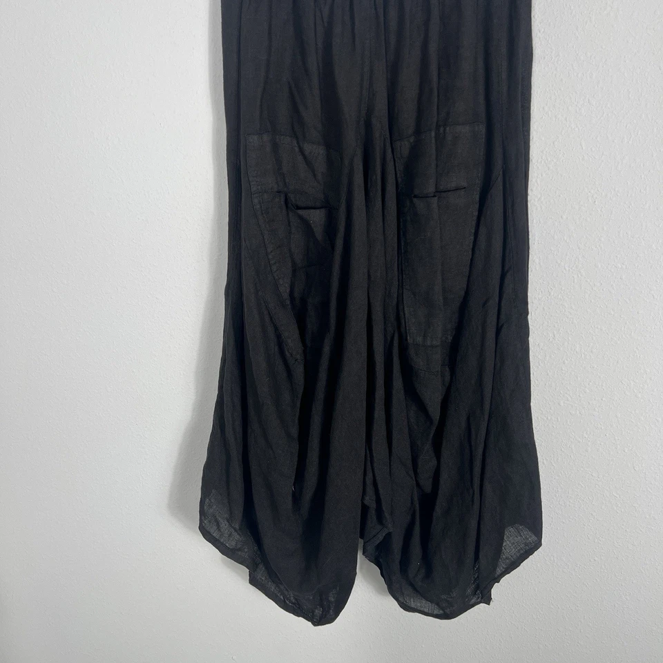 Falda para mujer Tempo Paris 100 % lino burbuja negra Lagenlook Italia talla pequeña Foto 3 de 4