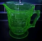 Hazel Atlas Uranium Glass Vaseline Green Honeycomb Column Pitcher Depression