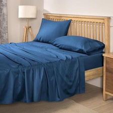 100% Natural Cotton Sheets Size Bed Set | TC Single-Ply Queen 500 Navy Blue