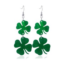 St Patrick's Day Acrylic Earrings Irish Shamrock Dangle Earrings Cute Green Clov