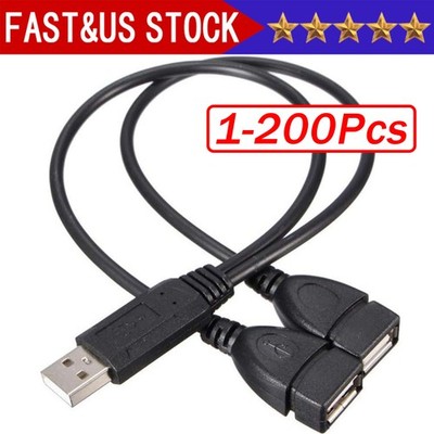 USB 2.0 A Male To 2 Dual USB Female Jack Y Splitter Hub Power Adapter Cable Lot