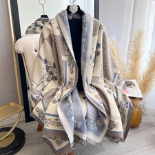 2025 New Women's Thick Jacquard Faux Cashmere Flower Scarf - Warm Simple Shawl f