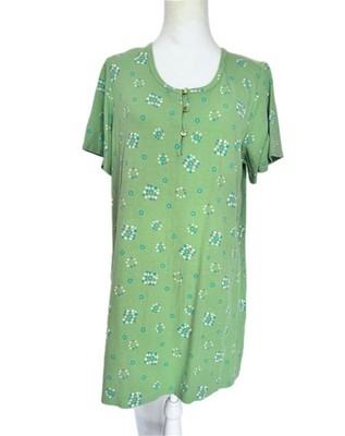 Intimate Essentials Green Dotted Short Sleeve Pullover Ribbed Top Womens Size 1X