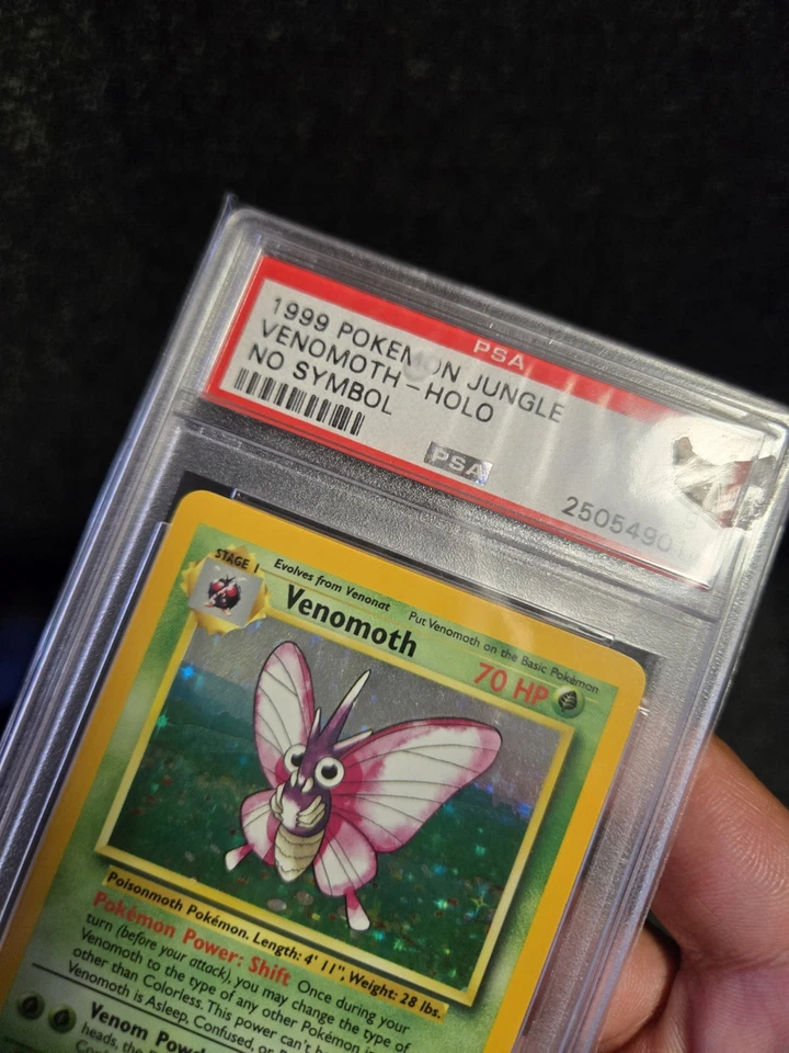PSA 9 Mint Pokemon 1999 Unlimited Holo Venomoth Jungle No Symbol Error #13 Rare! - Image 3 of 4