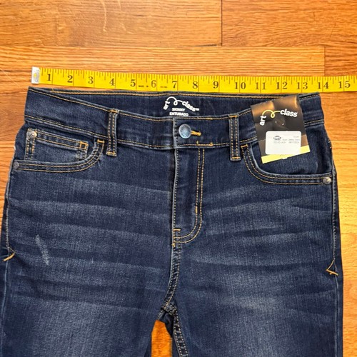 Art Class Girls 12 Dark Wash Skinny Distressed Stretchy Jeans Pockets Zipper New - Picture 2 of 8