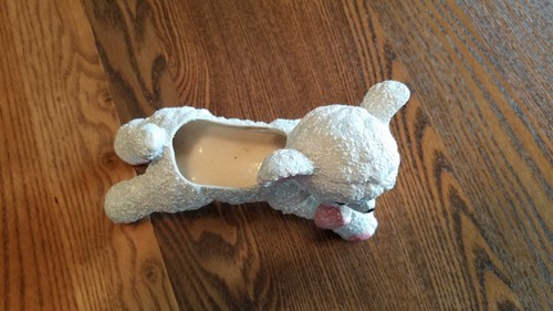 Vintage Baby Lamb Ceramic Planter Mid Century Pink Accents Hand Painted - Picture 9 of 12