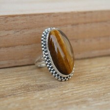 Gemstone-Tiger's Eye Handmade Women's Ring-925 Sterling Silver Gift Fine Jewelry