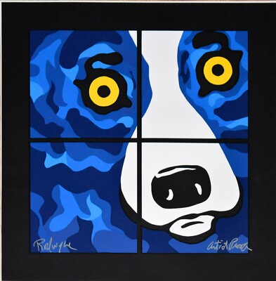 George Rodrigue Blue Dog Dependence Black Silkscreen Print Signed
