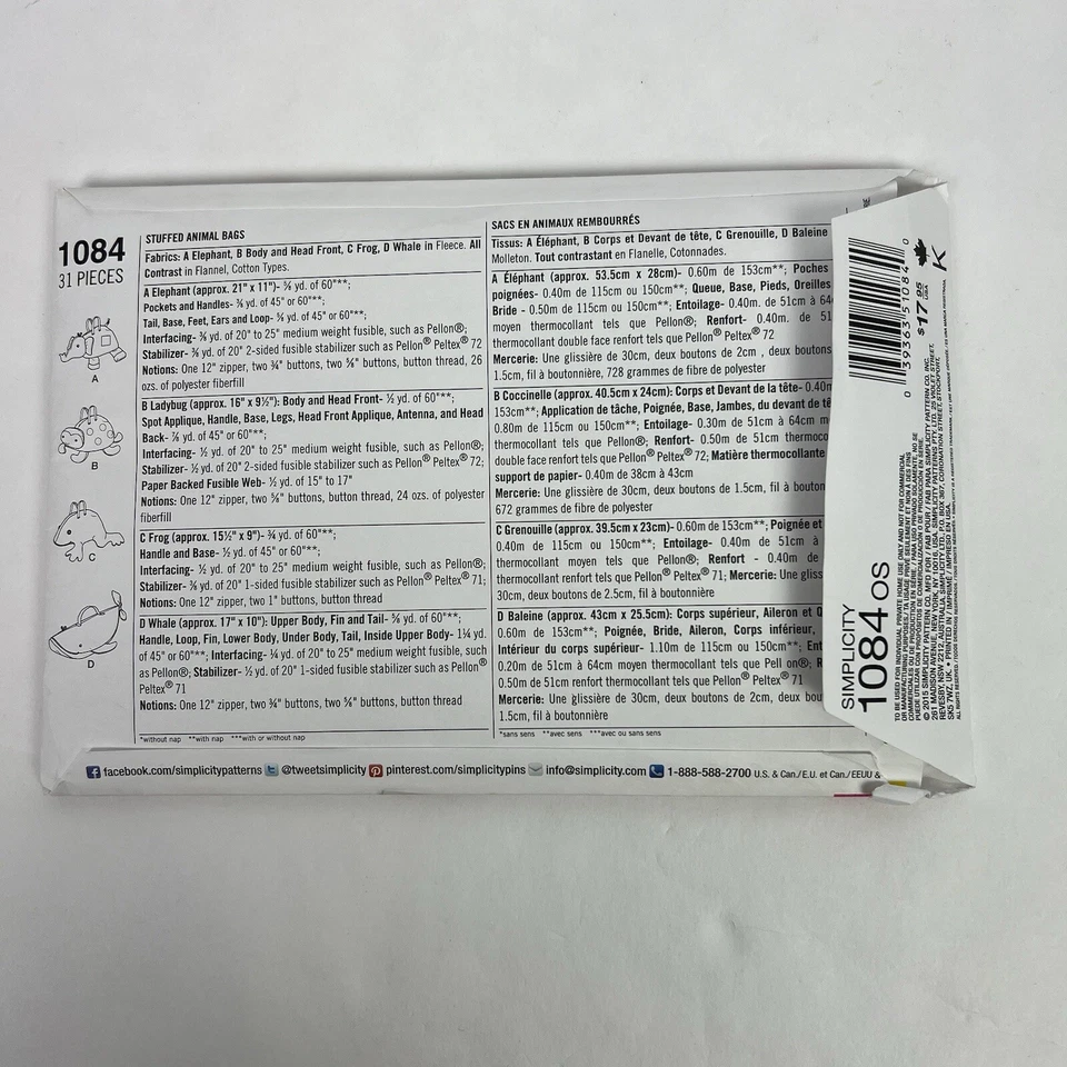 Simplicity Sewing Patterns Lot/3 Organizers/Window Treatments/Stuff Animal Bags - Image 4 of 4