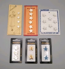 Vintage lot of star shaped buttons, 6 cards, 25 buttons - dill Supreme Hollywood