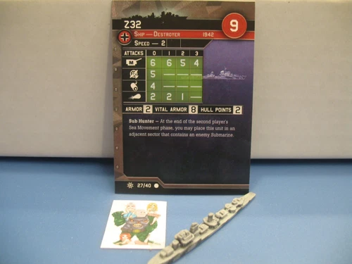 =Axis Allies War at Sea CONDITION ZEBRA Z32 27/40 with card=