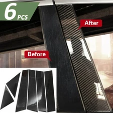 FITS FOR 2005-2010 5D CARBON FIBER TEXTURE DECAL TRIM WINDOW PILLAR POSTS VINYL