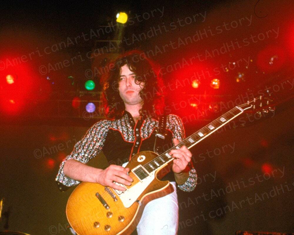 ミュージシャン USA 70's Vintage LED ZEPPELIN JIMMY PAGE Jimmy Page, Led Zeppelin, 70s. - SuperStock
