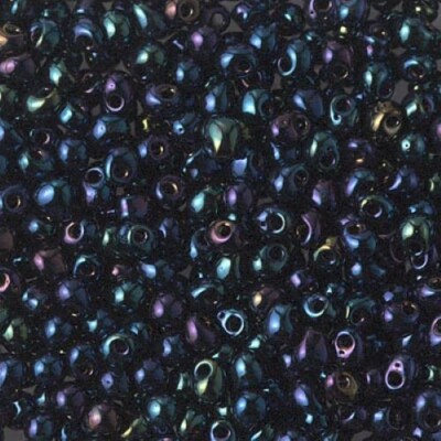 DP-452, Metallic Dark BLUE IRIS, 10g, 3.4mm drop/fringe beads, (db-49)
