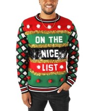 Tipsy Elves Sequin Naughty or Nice Ugly Christmas Sweater - Medium 3778