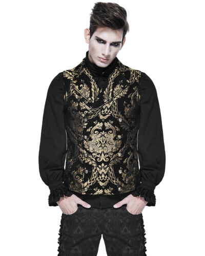 Chaleco Diablo Moda Para Hombre Chaleco Chaleco Oro Negro Damasco Gótico Steampunk Aristócrata - Imagen 4 de 10