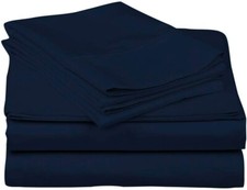 1000 TC EGYPTIAN COTTON NAVY SOLID RV CAMPER BUNK BED SHEET SET ALL SIZES