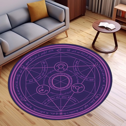 Purple Mandala Rug, Design Rug, Living Room Rug, Mandala Round Rug,Purple Carpet - Picture 2 of 10
