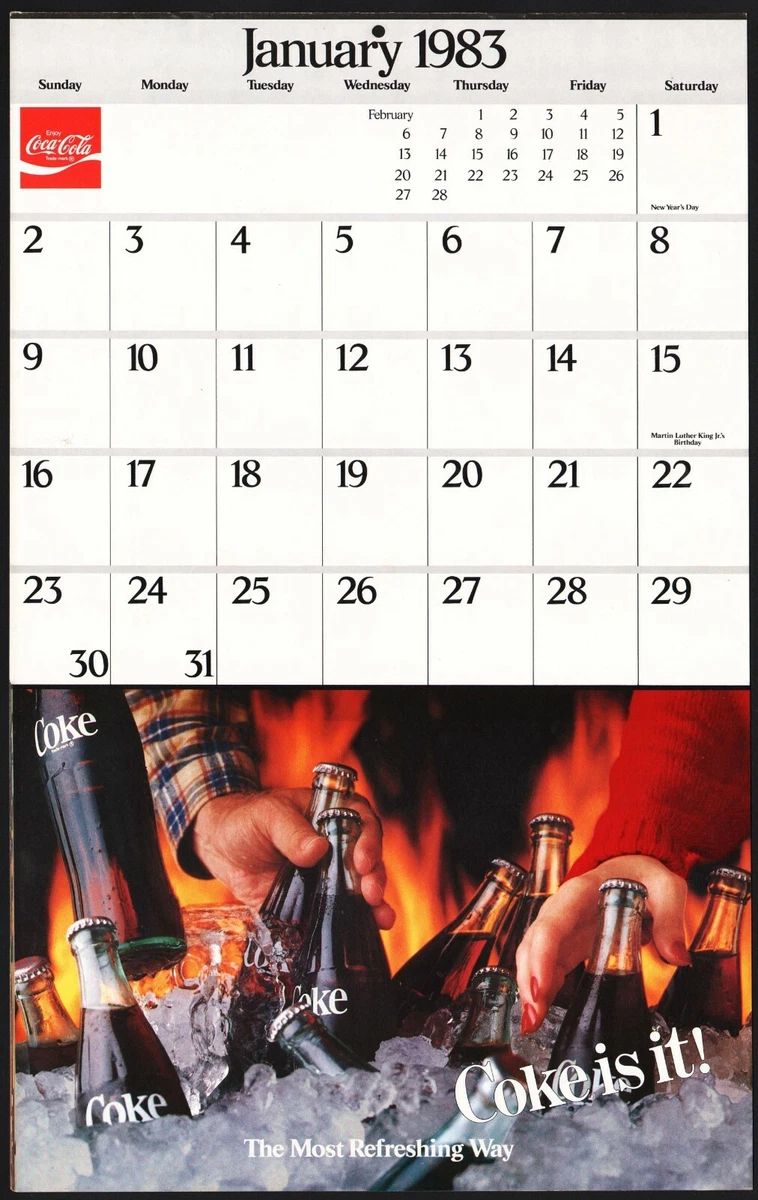 Vintage calendar COCA COLA from 1983 Coke Is It slogan bottles young people  nrmt | eBay
