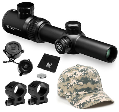 Vortex Optics Crossfire II 1-4x24 SFP Riflescope with High Rings and Hat Bundle