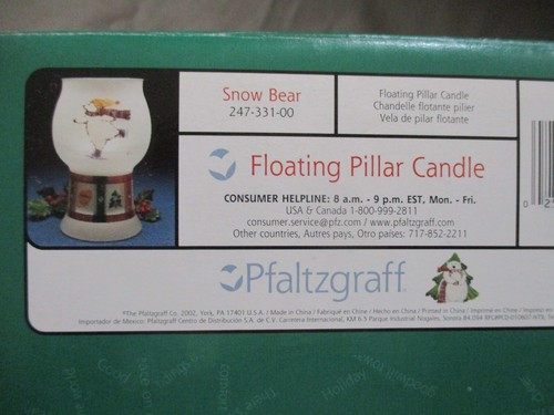 2002 Pfaltzgraff Snow Bear Floating Pillar Candle Holder Frosted Glass NIB - Picture 8 of 8