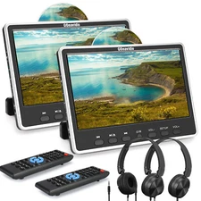 2 X 12" Car Headrest DVD Player Monitor TV for Kids HDMI USB AV IN OUT+Headset